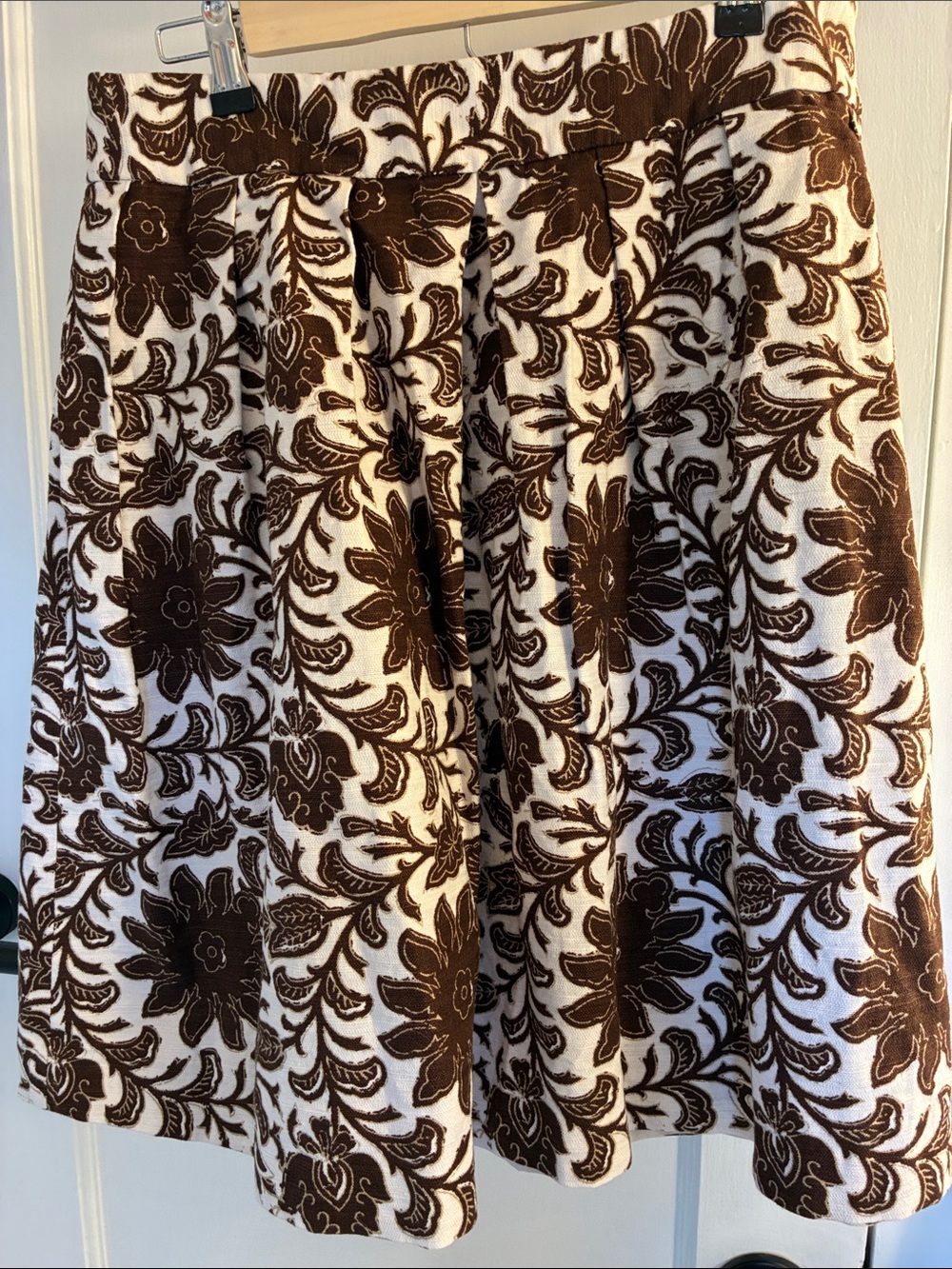 Talbots Brown and Cream Floral A-Line Skirt